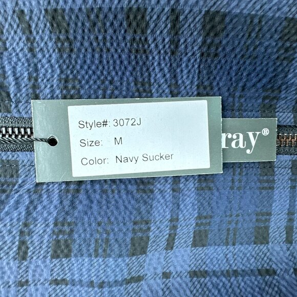 Paisley & Gray Bomber Jacket Mens Medium Blue Plaid Full Zip Slim Fit Seersucker - Picture 15 of 16